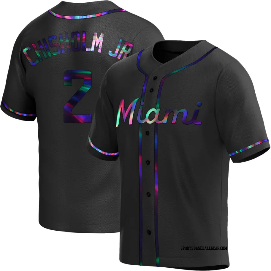 Jazz Chisholm Jr. Men's Miami Marlins Black Holographic Replica Alternate Jersey
