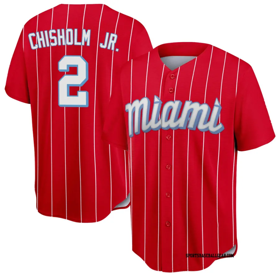 Jazz Chisholm Jr. Youth Miami Marlins Red Replica 2021 City Connect Jersey