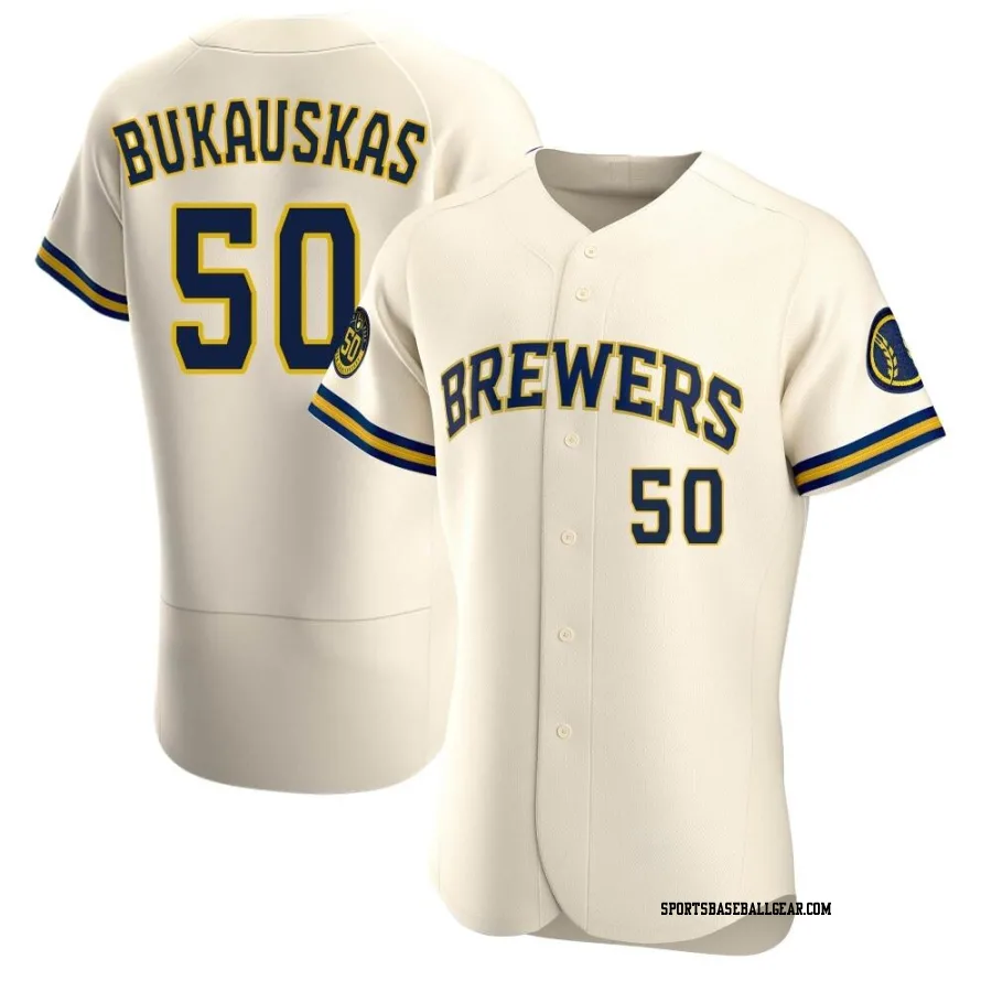 J.B. Bukauskas Men's Milwaukee Brewers Cream Authentic Home Jersey