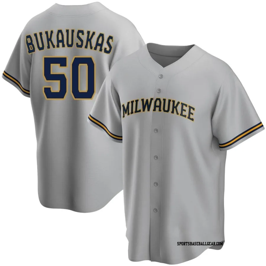 J.B. Bukauskas Men's Milwaukee Brewers Gray Replica Road Jersey