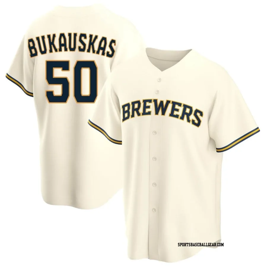 J.B. Bukauskas Youth Milwaukee Brewers Cream Replica Home Jersey