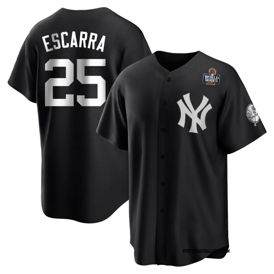 J.C. Escarra Youth New York Yankees Black/White Replica 2024 World Series Jersey