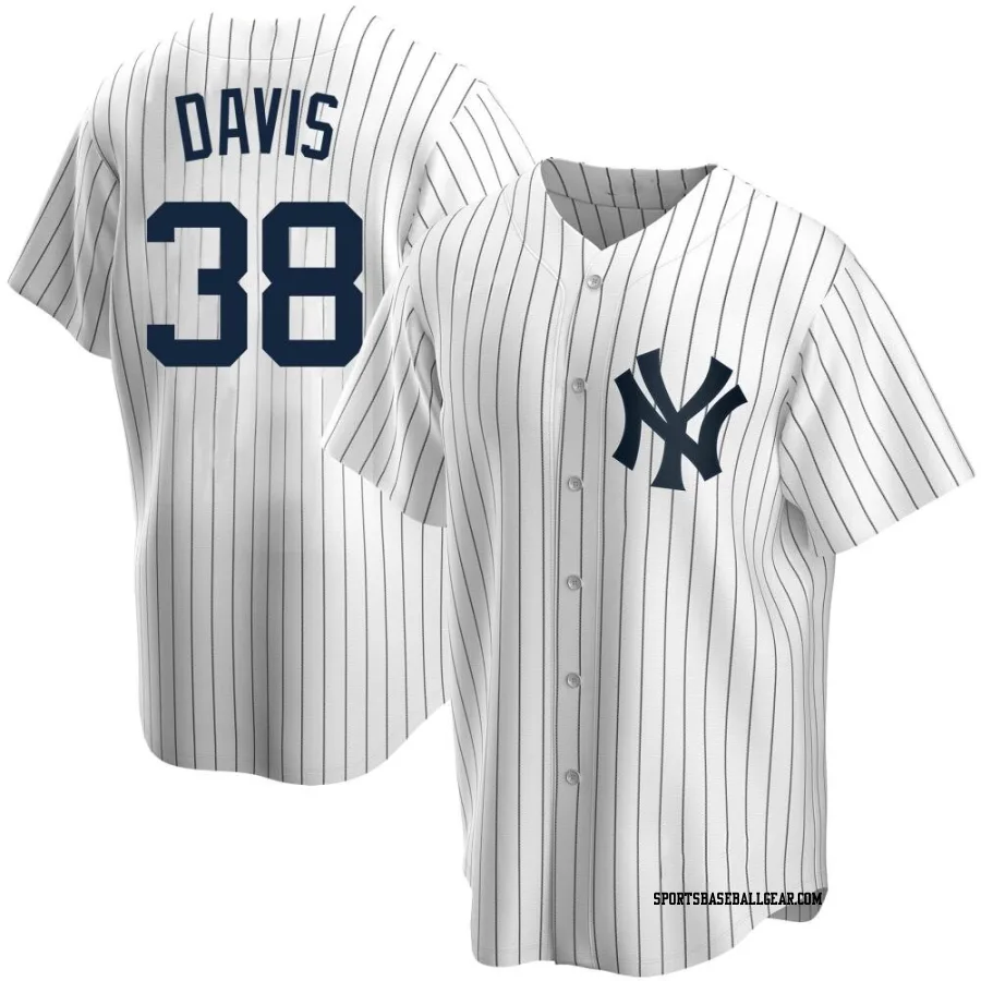 J.D. Davis Men's New York Yankees White Replica Home Jersey