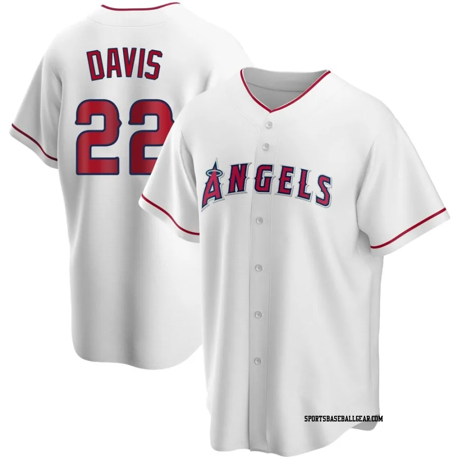 J.D. Davis Youth Los Angeles Angels White Replica Home Jersey