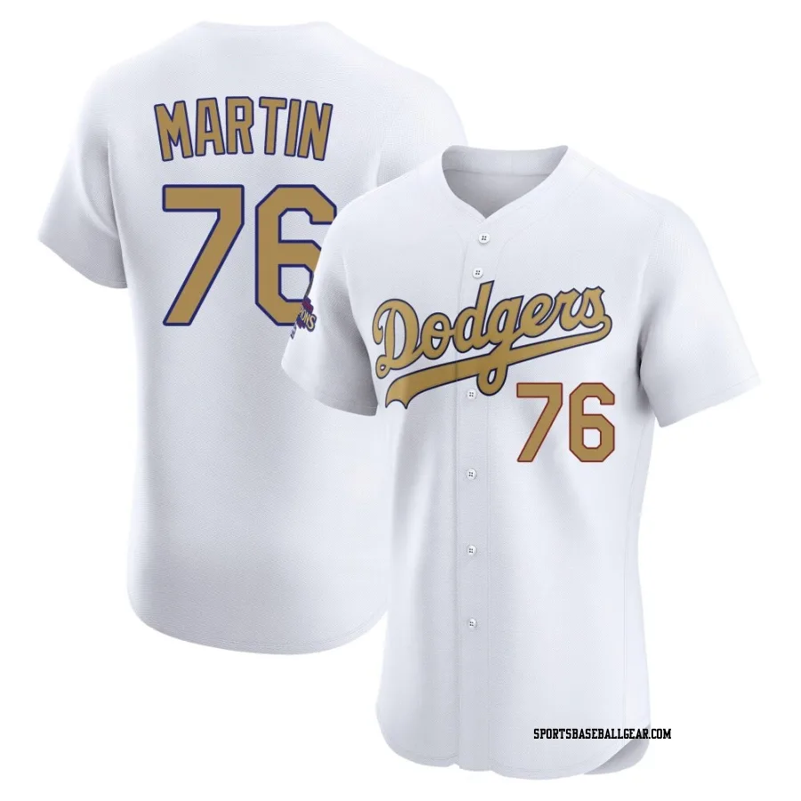 J.D. Martin Men's Los Angeles Dodgers Gold Elite White 2025 Collection Jersey