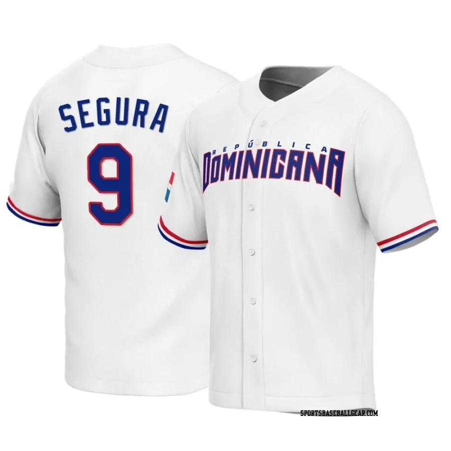Jean Segura Men's Dominican Republic Baseball White Replica 2023 World Baseball Classic Jersey