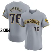 Jeferson Quero Men's Milwaukee Brewers Gray Elite Road Jersey