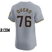 Jeferson Quero Men's Milwaukee Brewers Gray Elite Road Jersey