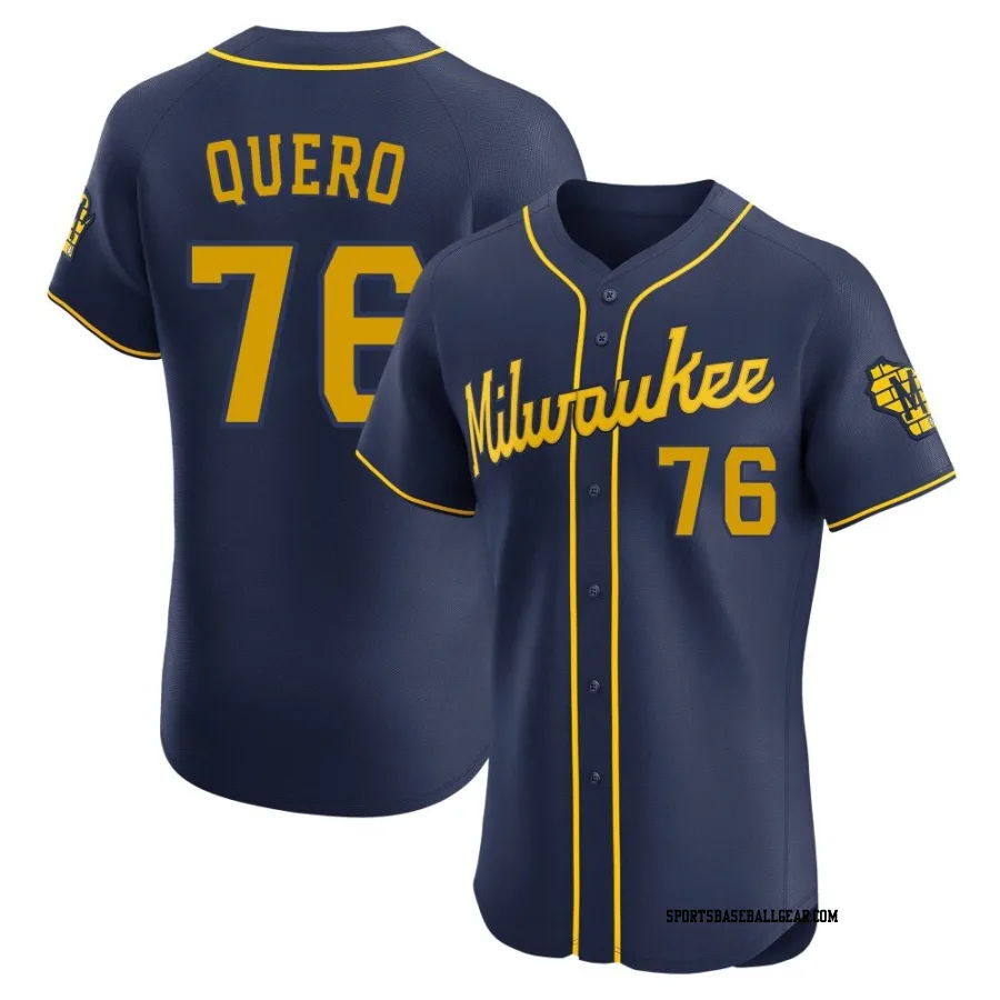 Jeferson Quero Men's Milwaukee Brewers Navy Elite Alternate Jersey