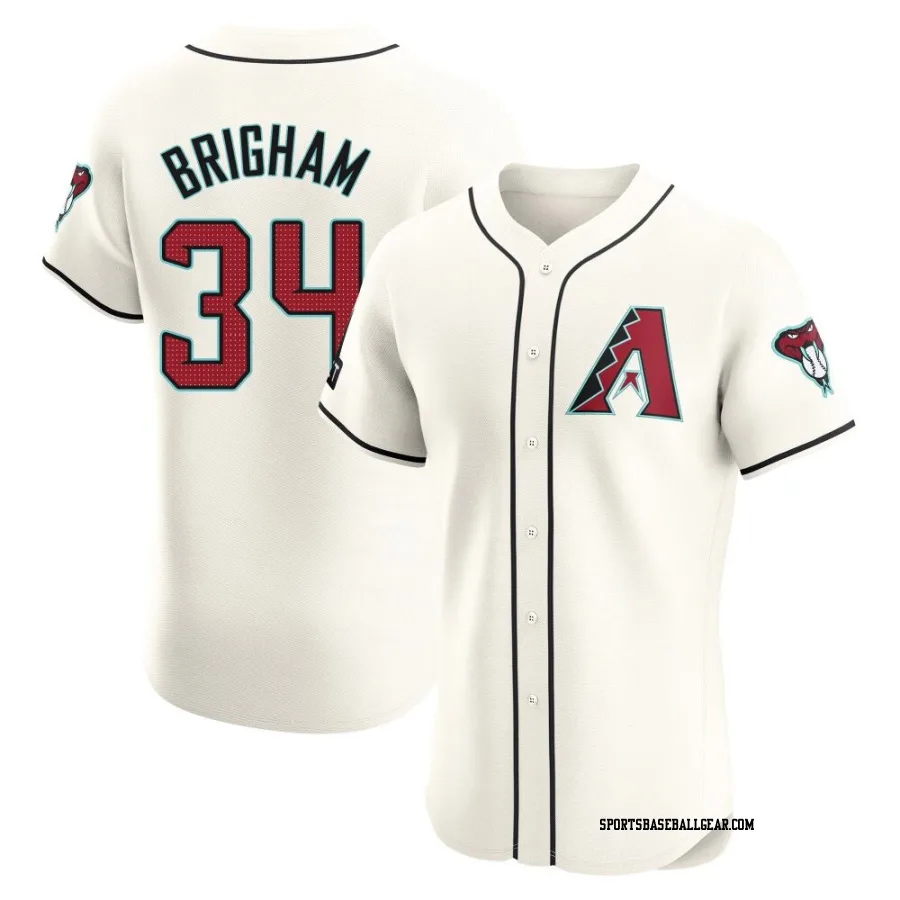 Jeff Brigham Men's Arizona Diamondbacks Cream Elite Home Patch Jersey