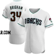 Jeff Brigham Men's Arizona Diamondbacks White/Teal Authentic Alternate Jersey