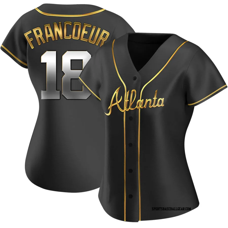 Jeff Francoeur Women's Atlanta Braves Black Golden Replica Alternate Jersey