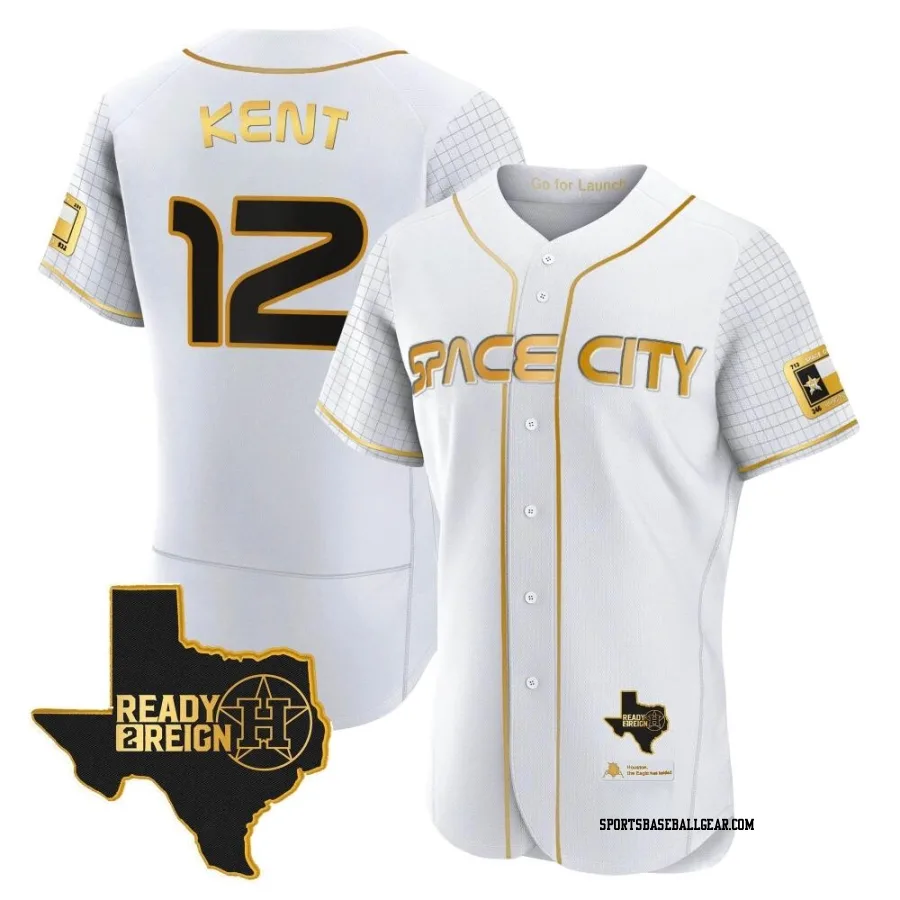 Jeff Kent Men's Houston Astros White/Gold Authentic 2023 Space City Ready 2 Reign Flex Base Jersey