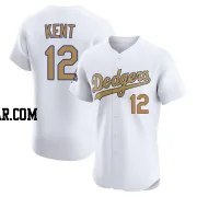 Jeff Kent Men's Los Angeles Dodgers Gold Elite White 2025 Collection Jersey