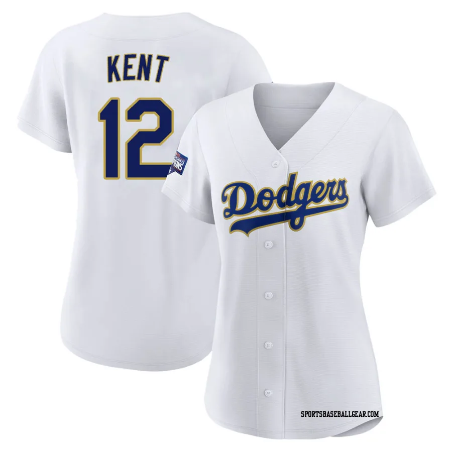 Jeff Kent Women's Los Angeles Dodgers White/Gold Authentic 2021 Gold Program Player Jersey