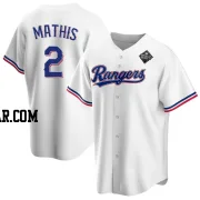 Jeff Mathis Men's Texas Rangers White Replica Home 2023 World Series Jersey