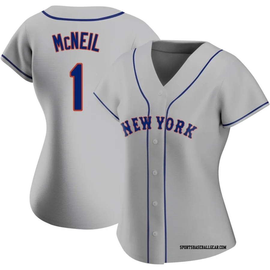 Jeff McNeil Women's New York Mets Gray Replica Road Jersey