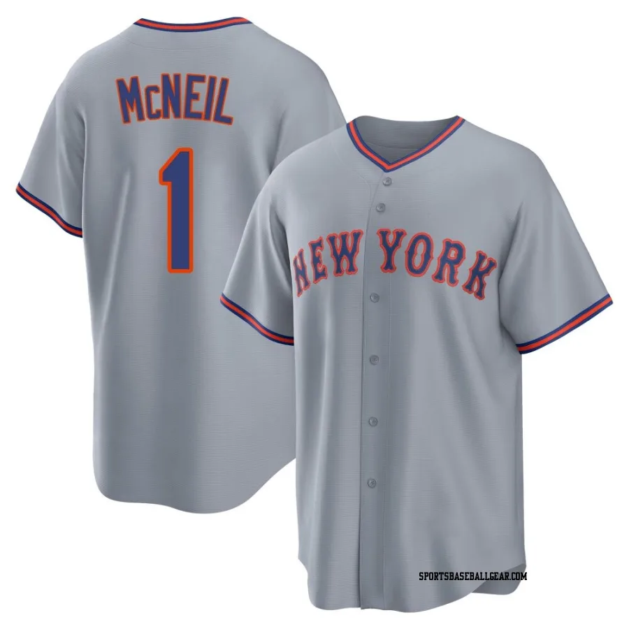 Jeff McNeil Youth New York Mets Gray Replica Away 2.0 Jersey