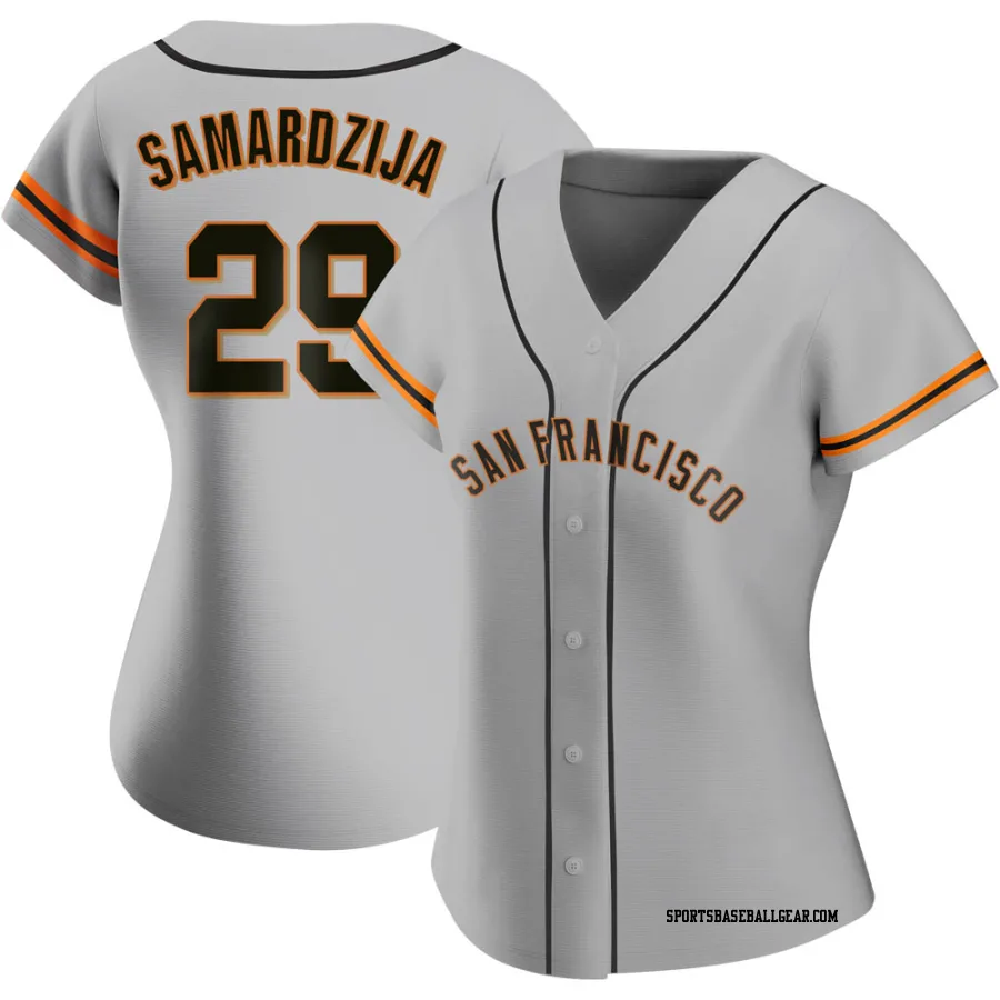Jeff Samardzija Women's San Francisco Giants Gray Replica Road Jersey