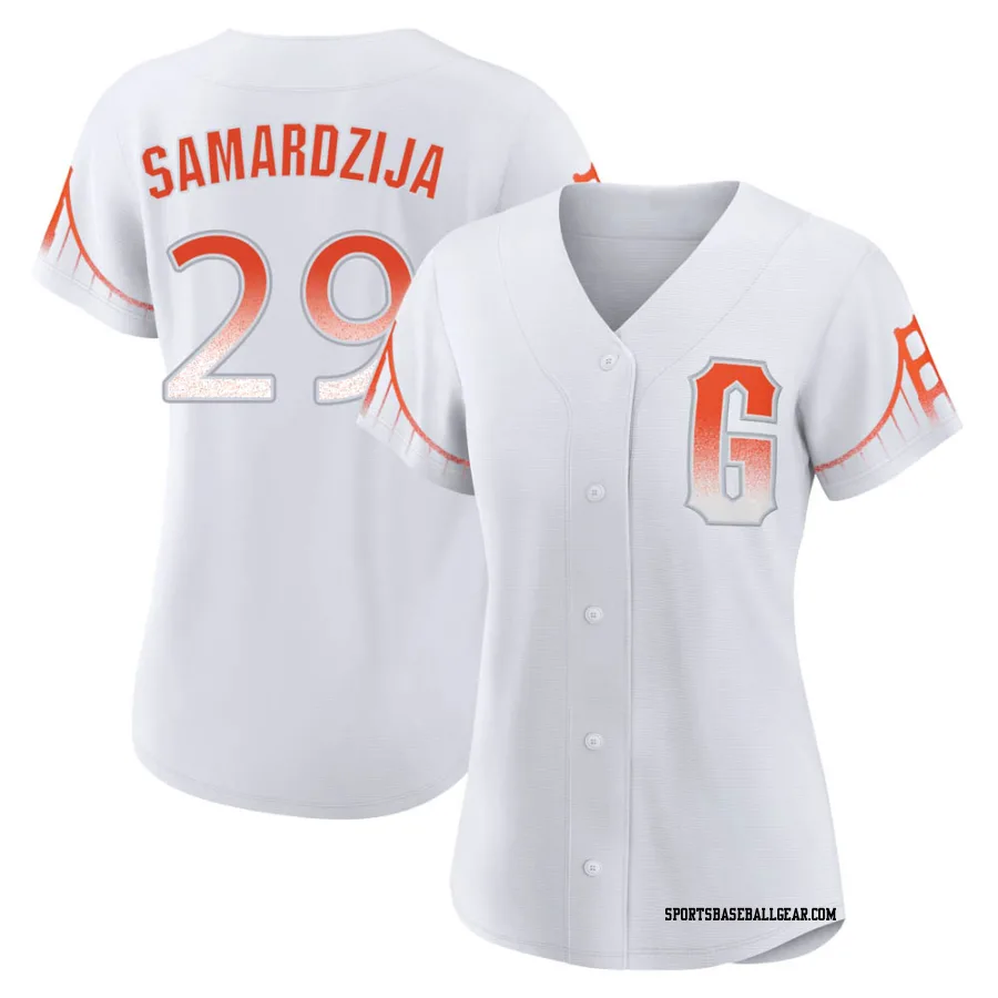 Jeff Samardzija Women's San Francisco Giants White Authentic 2021 City Connect Jersey