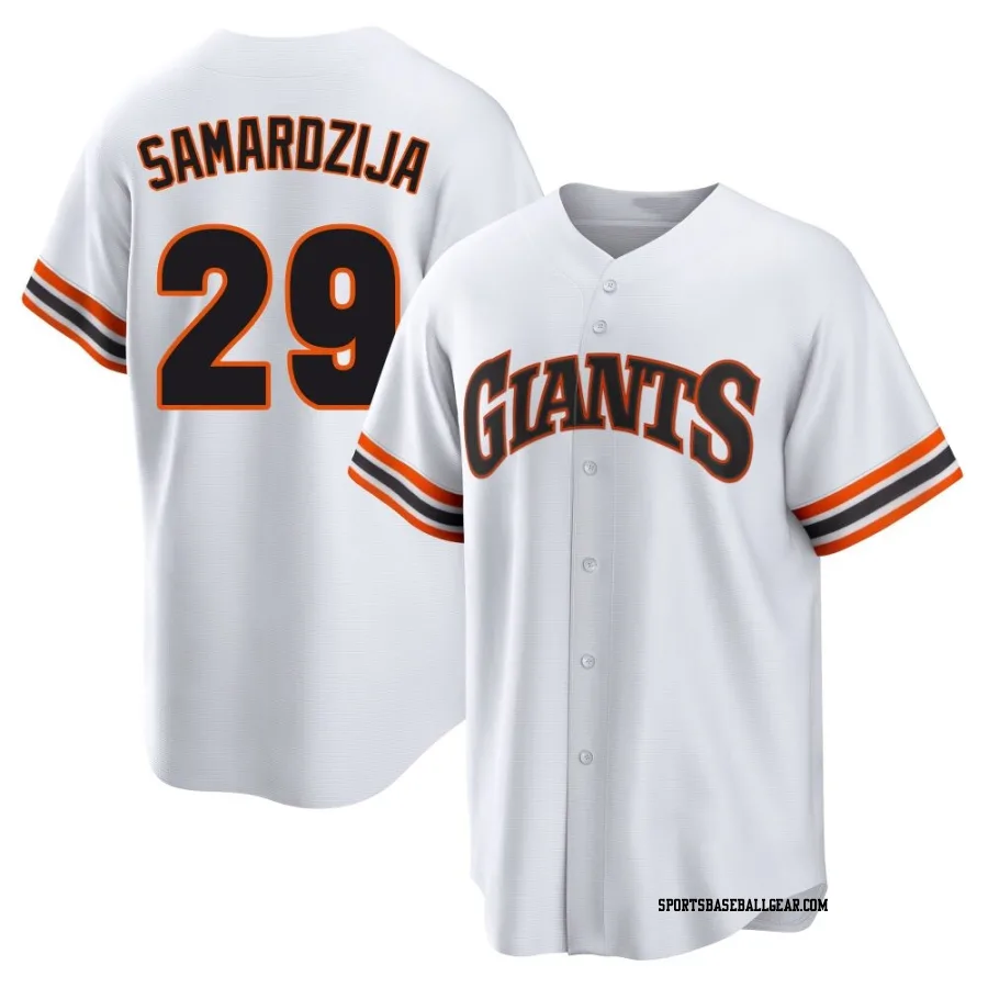 Jeff Samardzija Youth San Francisco Giants White Limited Throwback Cooperstown Collection Jersey