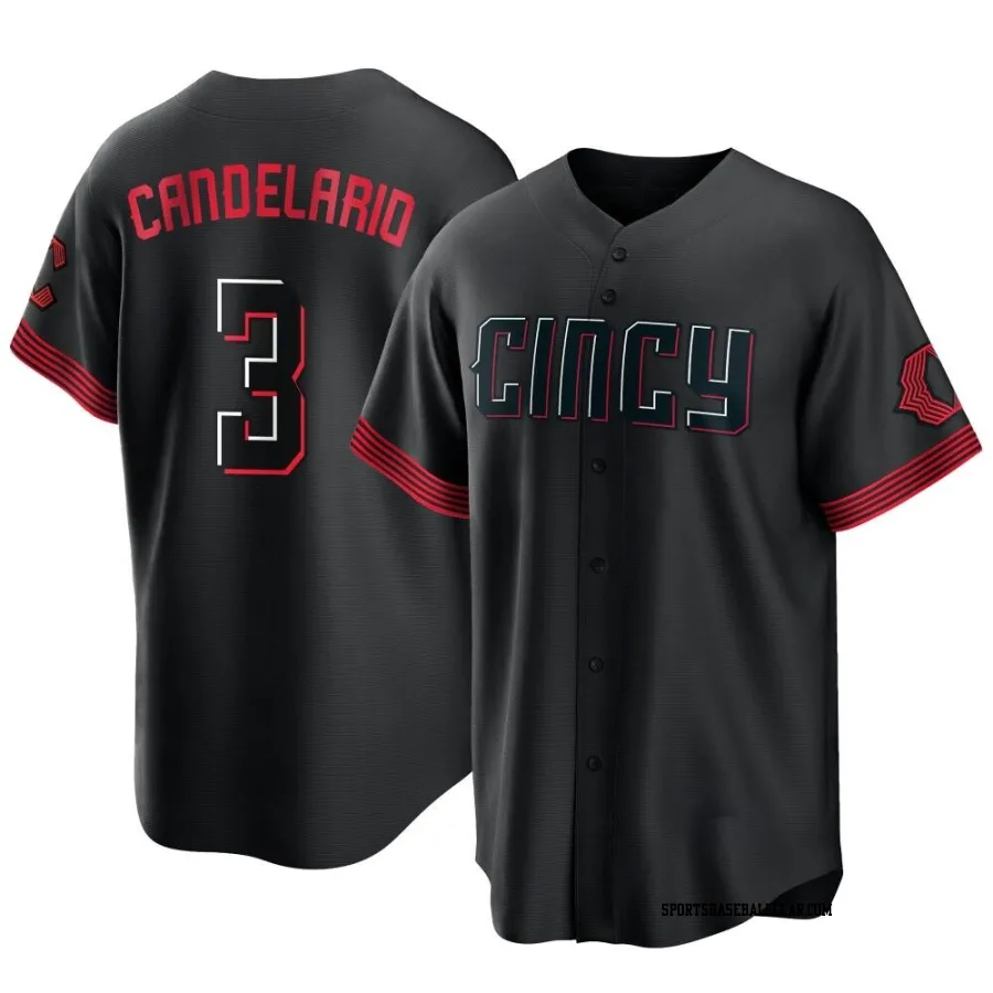 Jeimer Candelario Men's Cincinnati Reds Black Replica 2023 City Connect Jersey