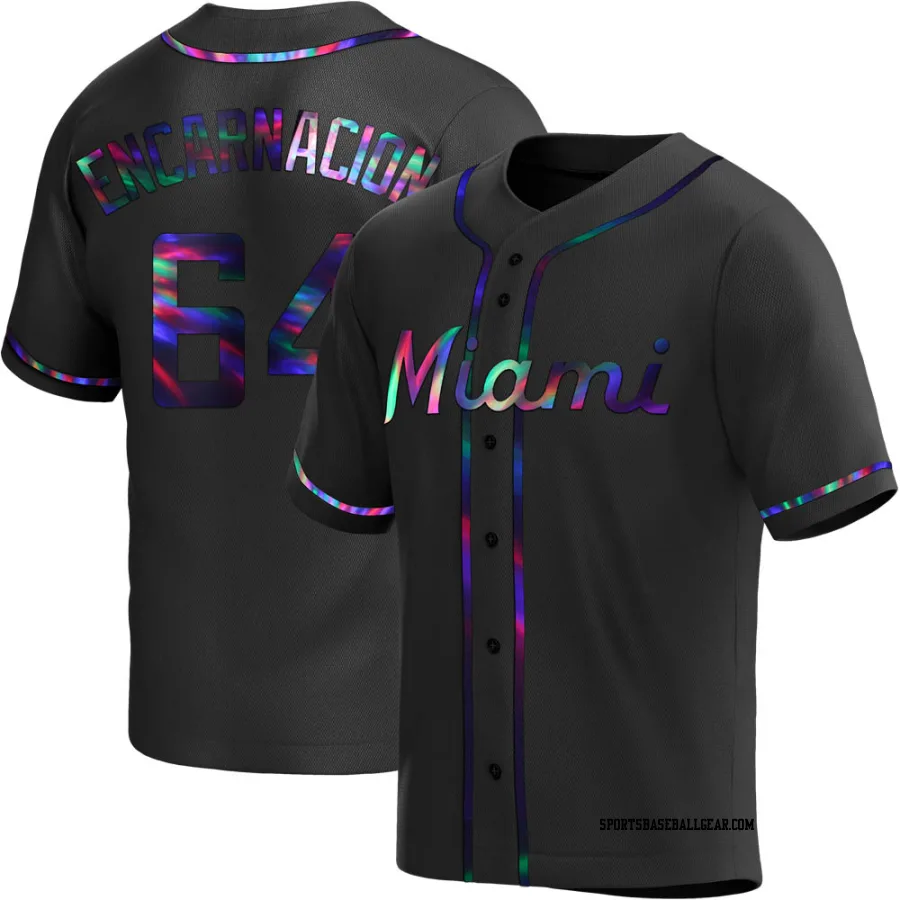 Jerar Encarnacion Men's Miami Marlins Black Holographic Replica Alternate Jersey