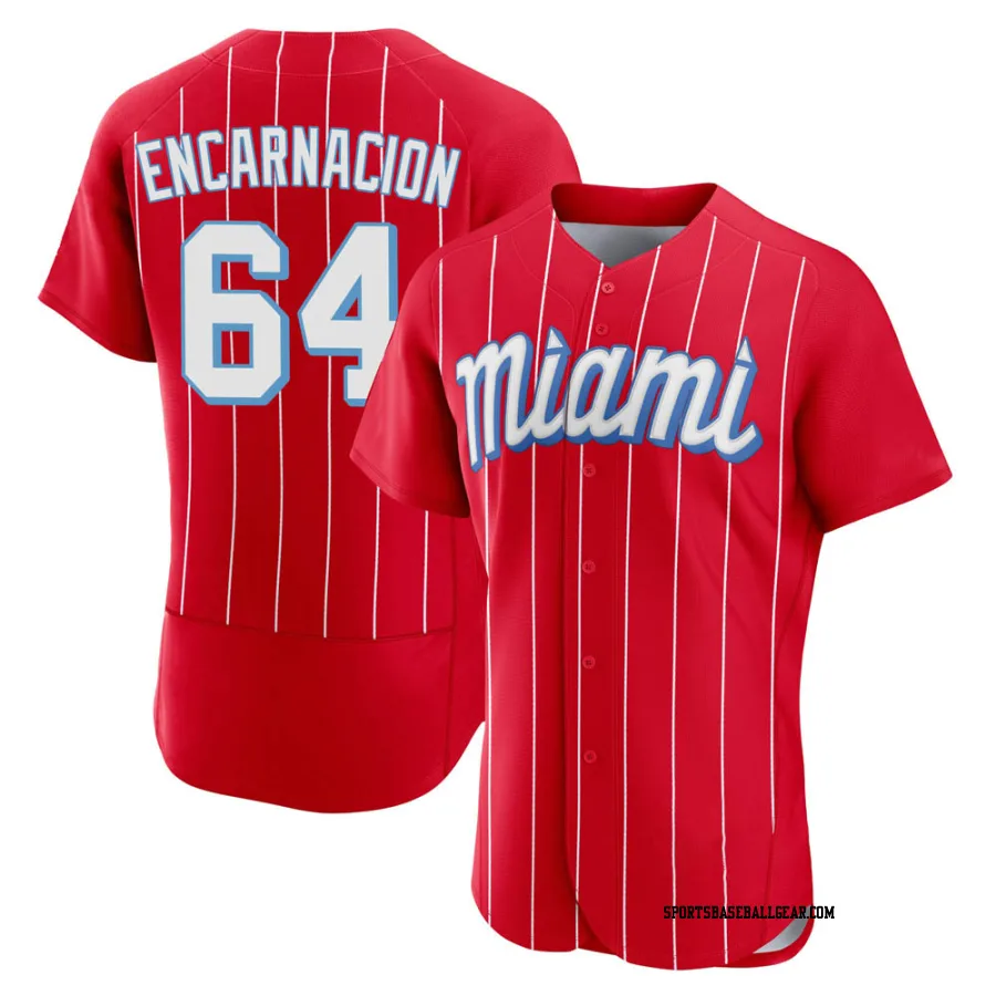 Jerar Encarnacion Men's Miami Marlins Red Authentic 2021 City Connect Jersey