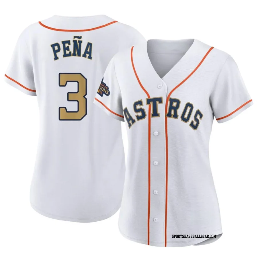 Jeremy Pena Women's Houston Astros Gold Authentic White 2023 Collection Jersey