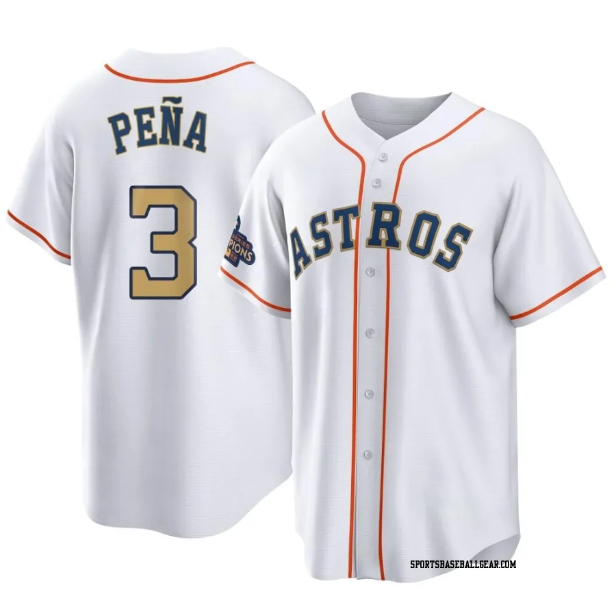 Jeremy Pena Youth Houston Astros Gold Replica White 2023 Collection Jersey