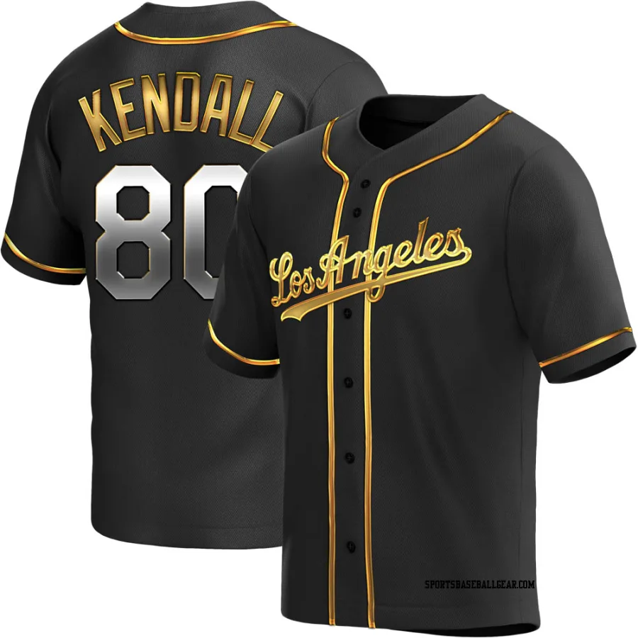Jeren Kendall Men's Los Angeles Dodgers Black Golden Replica Alternate Jersey