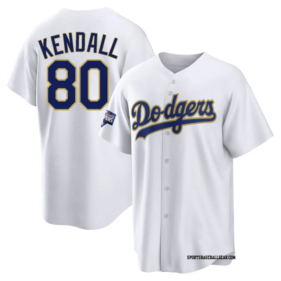 Jeren Kendall Men's Los Angeles Dodgers White/Gold Replica 2021 Gold Program Player Jersey