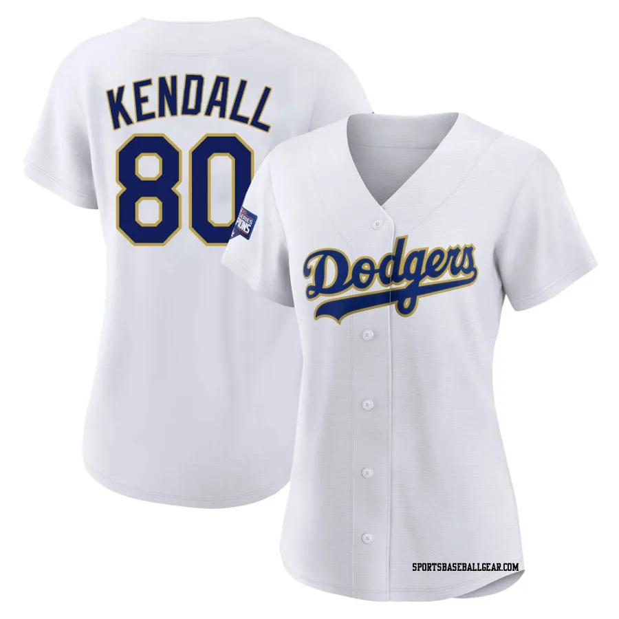 Jeren Kendall Women's Los Angeles Dodgers White/Gold Replica 2021 Gold Program Player Jersey