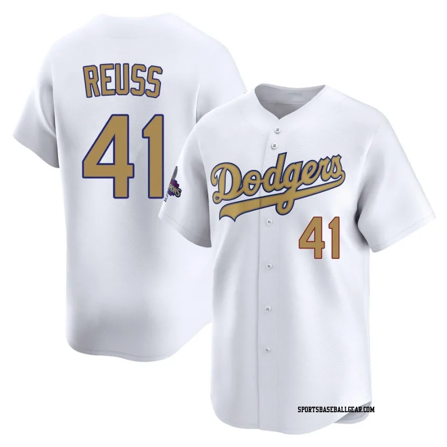 Jerry Reuss Men's Los Angeles Dodgers Gold Limited White 2025 Collection Jersey