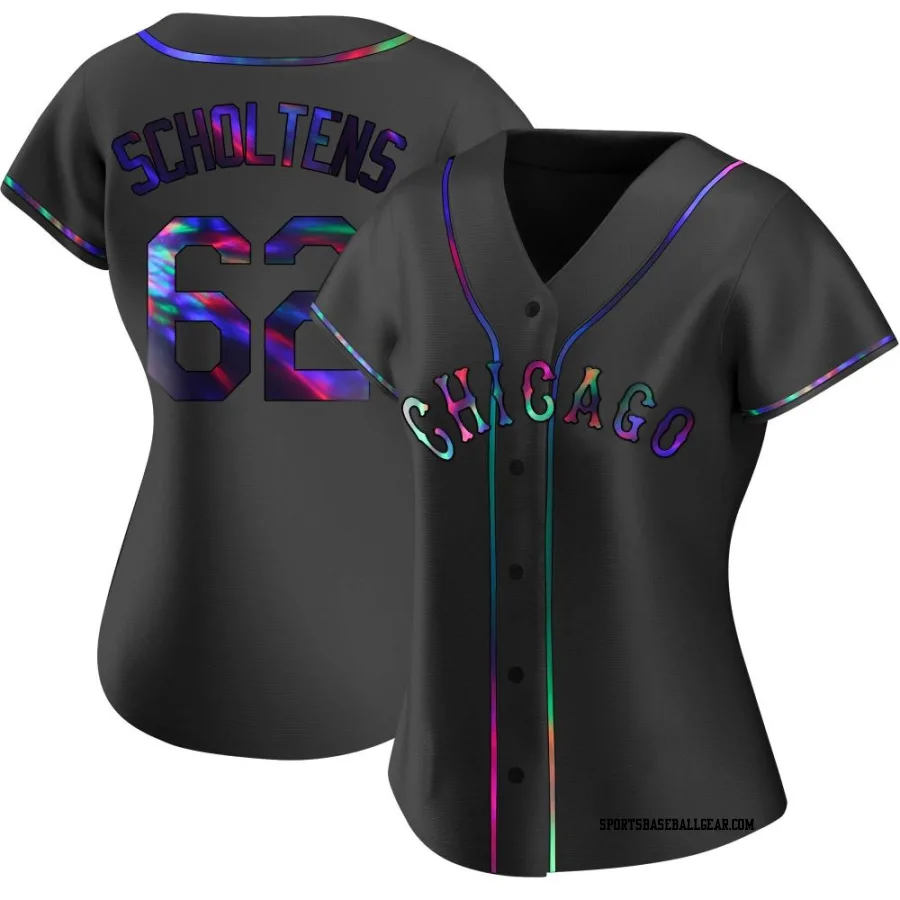 Jesse Scholtens Women's Chicago White Sox Black Holographic Replica Alternate Jersey