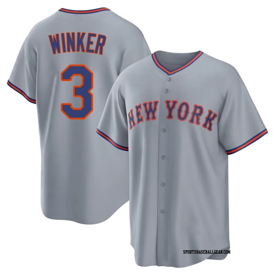 Jesse Winker Men's New York Mets Gray Replica Away 2.0 Jersey