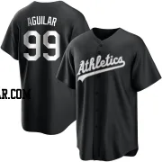 Jesus Aguilar Men's Oakland Athletics Black/White Replica Jersey