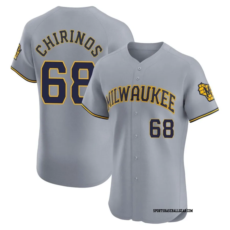 Jesus Chirinos Men's Milwaukee Brewers Gray Elite Road Jersey