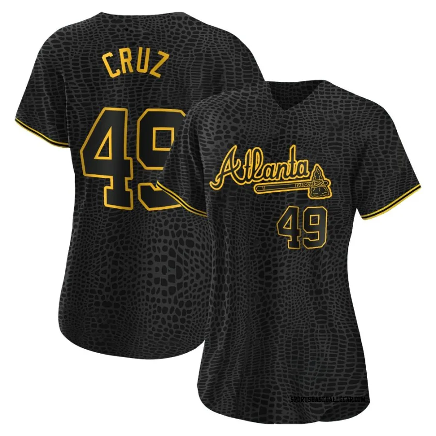 Jesus Cruz Women's Atlanta Braves Black Authentic Snake Skin City Jersey