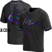 Jesus Cruz Youth Atlanta Braves Black Holographic Replica Alternate Jersey