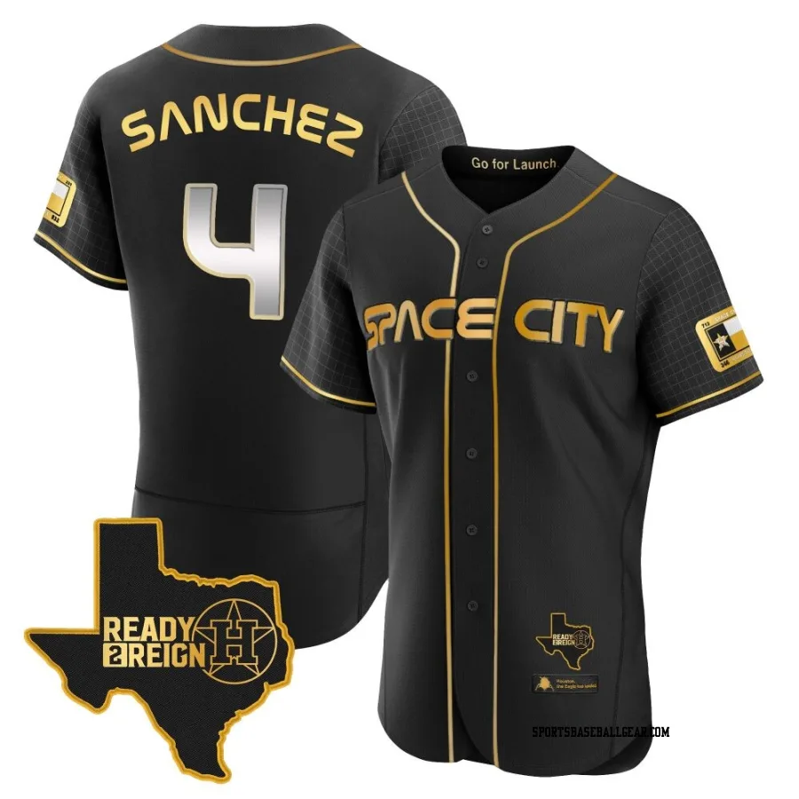 Jesus Sanchez Men's Houston Astros Black/Gold Authentic 2023 Space City Ready 2 Reign Flex Base Jersey