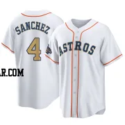 Jesus Sanchez Men's Houston Astros Gold Replica White 2023 Collection Jersey
