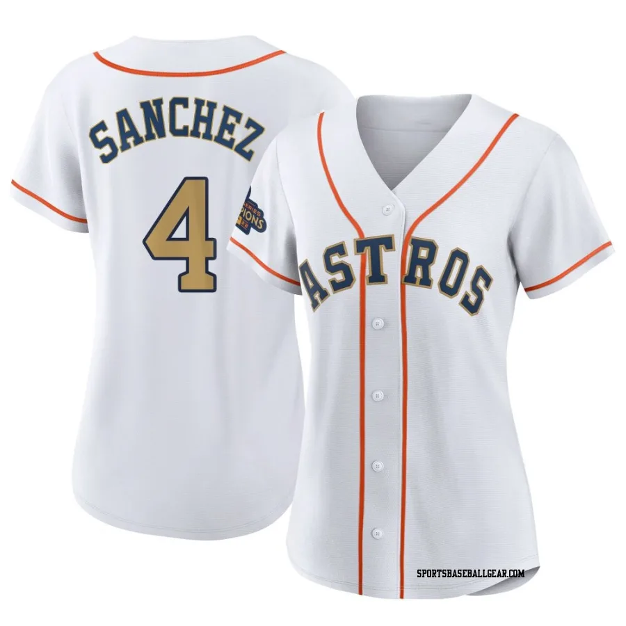 Jesus Sanchez Women's Houston Astros Gold Replica White 2023 Collection Jersey