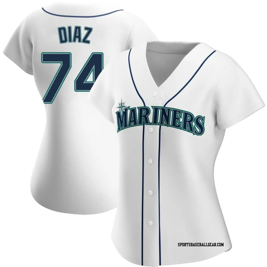 Jhonathan Diaz Women's Seattle Mariners White Authentic Home Jersey