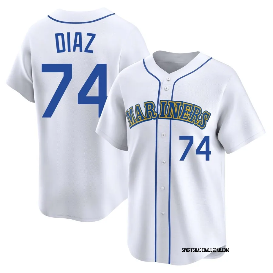 Jhonathan Diaz Youth Seattle Mariners White Limited Throwback Cooperstown Collection Jersey