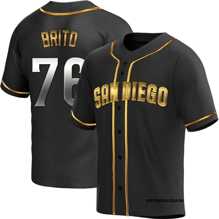 Jhony Brito Men's San Diego Padres Black Golden Replica Alternate Jersey