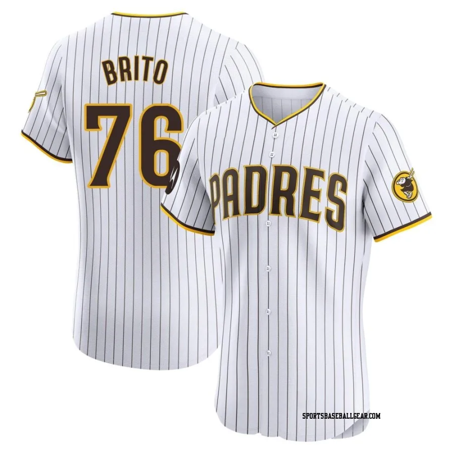 Jhony Brito Men's San Diego Padres White Elite Home Patch Jersey