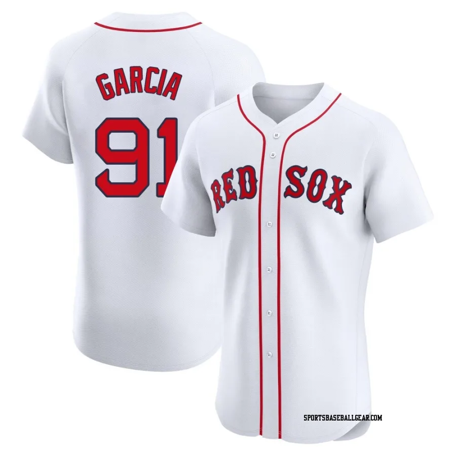 Jhostynxon Garcia Men's Boston Red Sox White Elite Home Patch Jersey
