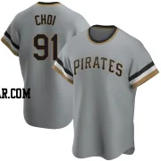 Ji Man Choi Men's Pittsburgh Pirates Gray Replica Road Cooperstown Collection Jersey