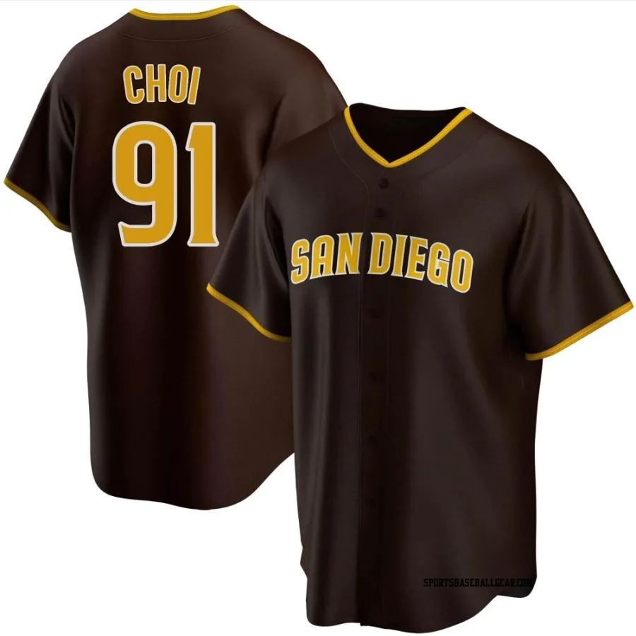 Ji Man Choi Men's San Diego Padres Brown Replica Road Jersey